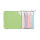 ループ付きハンドタオル５枚セット　５色セット（パステル）　約３０×３０ｃｍ