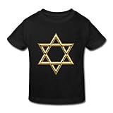 星 ２～６歳子供 半袖 男の子 女の子 星柄 シンボル 宗教 モード系 オリジナル ティー Tシャツ Black 3 Toddler
