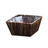 定番バスケット　ロータスステムカゴ　スクエア角タイプ　鉢カバー　ダークブラウン　WH03BR　Lotus stem