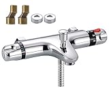 everso 浴室用水栓 サーモスタット 壁付サーモスタット混合栓 バス用混合栓 バス用水栓金具 サーモスタット付シャワー 水栓 寒冷地向け