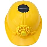ヘルメット 安全 建設ハードハット ソーラーパネル冷却ファン 作業用 調節可能 イエロー