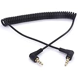 コイル状3.5mmオーディオケーブル - 90度 3.5 TRS ヘッドホンアダプター Auxステレオ延長コード