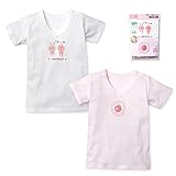 (ピンク/80cm)ベビー 肌着 スリーマー 半袖 女の子 2枚組 綿100％ フライス 吸水 プリント入り 丸首 下着 女児 ベビー 【ノーブランド品】