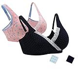 iLoveSIA (アイラブシア) マタニティ ブラジャー クロスオープン ノンワイヤー ブラカップ付 2枚組み ピンクブルー＋紺 M(実物サイズロゴ:L)