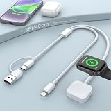 【2025 MFi認証】2in1 充電ケーブル 2イン1 Apple Watch 充電器 iPhone アップルウォッチ 同時充電 急速充電 持ち運び便利 軽量 Watch充電ケーブル Apple Watchシリーズ 10/9/8/7/6/5/4/3/2/1/SE/Ultra 対応 Type-C/USB A- 40cm