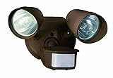 Designers Edge L6010BR 180-Degree Diecast Metal Twin Head Motion Activated Security Flood Light with