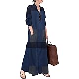 [Yejocely] ワンピース チュニック シャツ カジュアル ドレス 上品 ファッション ロング丈 棉麻 ゆったり 春夏秋 体型カバー お洒落 レディース