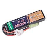[DCI Guns] 7.4V 1,500mAh 25C-50C Lipo ミニSSバッテリー タミヤ 互換 コネクター (1500)