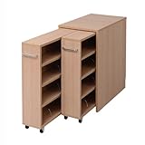 JKプラン 1cmピッチで棚板調整できるキャスター付き隙間ラック 3台セット（収納ボックス付き） (収納ボックスサイズ）幅37cm 奥行き62cm 高さ73cm ナチュラル YHK-0209SET2-NA