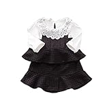 子供服 女の子ワンピース ベビー服 Pojour 3セット 可愛い格子スカート 長袖ブラウス ドレス オシャレ 冬秋 綿 通園 発表会 旅行 記念日 プレゼント ブラック