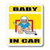 わーるどくらふと BABY IN CAR アイスホッケー・ゴールキーパーバージョン ステッカー （きいろ）
