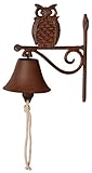 鋳鉄フクロウDoorbell、装飾素朴なDoorbell、アンティークスタイル、ラスト仕上げ、ブラウン