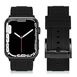 [ANGKMA] Apple Watch バンド41mm 40mm 38mm シリカゲル 交換ベルト Apple Watchシリーズ 8/7/6/5/4/3/2/1/SE,Ultra 対応 (38mm40mm41mm, ブラックストラップ/ブラックバックル)