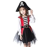 [APOSITV] 海賊 コスプレ コスチューム 女の子 子供 衣装 仮装 パイレーツ ハロウィン (Lサイズ 130cm-140cm)