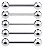 [From da Phactory] 5個セット サージカルステンレス ストレートバーベル 軟骨ピアス ファーストピアス (14g シャフト14mm キャッチ4mm)