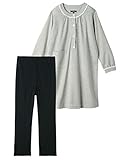 Angeliebe エンジェリーベ 授乳 口 付 スーパー ニット ワンピース ＆ スムース パンツ L 杢 グレー