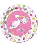 Baby Shower Party Tableware Pink Dinner Plates 22.9cm - by Unique Party