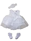 (ディープアイズ) DEEPEYES ベビー ノースリーブ フォーマル ドレス ヘアバンド 靴下 3点セット ホワイト 80