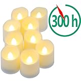 LEDキャンドルライト、PChero 点滅しないLEDティーライト、電池式 300時間まで点灯続け、完璧な結婚式、パーティー、家の飾りなど用ティーライト （暖かい白、9pcs）