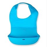 kishiya　食事エプロン　ベビー用　よだれかけ　防水 スタイ 　油が落ちるエプロン (M, 青)