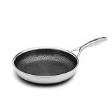 LIVWELL DiamondClad 10インチ ハイブリッド ノンスティック フライパン スキレット ステンレススチール 食器洗浄機 オーブン対応 PFOAフリー シルバー/ブラック