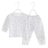 ベビーパジャマ　上下2点セット　春夏　ルームウェア　長袖　部屋着　寝間着　薄手　男の子女の子　綿100%　80cm　90cm (ネコ_肩ボタン_80cm)
