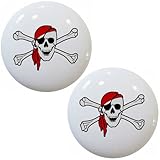 セットの2 Skull Crossbonesバンダナセラミックキャビネット引き出しプルノブ