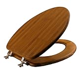 (Elongated) - Mayfair Solid Bamboo Toilet Seat with Brushed Nickel Hinges, Elongated, Dark Bamboo, 1