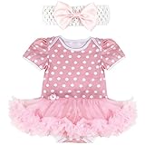 (フィーショー)FEESHOW　ベビーちゃん　新生児　カワイイ半袖ワンピース　チュチュスカート　ベビー服 ベビーちゃんワンピース風ロンパース　オシャレガール　0-9ヶ月　４点セット退院　出産祝い　お出