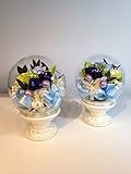 プリザーブドフラワー　ガラス　お祝い　ギフト　お仏壇　仏花　お供え『ラウンドグラスドーム（一対）サックスブルー』