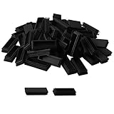 uxcell チューブインサート 30 x 80mm プラスチック製 長方形 リブ付き チューブインサート エンド カバー キャップ パッド 滑走 家具 フロアプロテクター 60個入り