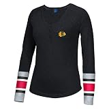 Chicago Blackhawks Reebok Womens Jersey Striped Henleyシャツ M マルチカラー
