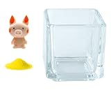花市場直送便 ミニチュアガラス 顔デカぶた & カラーサンド イエロー & 植え込み用グラス ニューブロックS