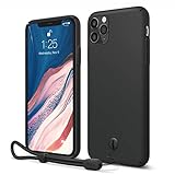 elago iPhone 11 Pro Max スリムフィット ストラップケース 6.5インチ | カラー | スリム、軽い、シンプルなデザイン、マットコーティング、滑り止め、盛り上がった縁、取り外し可能なストラップとボタン ブラック ES11SS65-BK