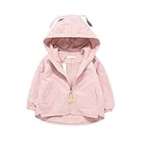 ALLAIBB ベビー アウター 長袖 秋 女の子 キッズ パーカー ジャンパー フード付き size 90 (ピンク)