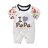Simple Plan I love mama papa　ベビー　ロンパース 半袖 カバーオール　100%綿製 肌に優しい　肌着 前開き　0~12ヶ月　股下スナップ付き　ハート　ドット (95, ブル
