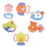 kidamiマルチカラーBaby Rattlesおもちゃfor赤ちゃん、6パックTeether Rattle Set