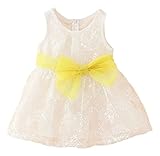 【海外直送品】(ポルトプエルト) Porto Puerto リボン付 結婚式 ドレス ワンピース 女の子 ガールズ 90㎝ 黄色 白色 桃色 フォーマル 可愛い レース (ホワイト)