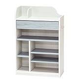 白井産業【SHIRAI】ランドセルラック 学童 文房具収納 キッズ用 ランドキッズ ホワイト ブルー 幅約63cm 高さ約93cm LAK-9565HWH