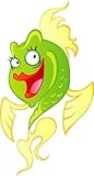 Wallmonkeys WM111832 Cute Yellow and Green Cartoon Fish Peel and Stick Wall Decals (60 in H x 32 in 