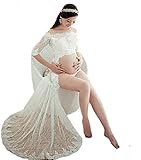 hopeverl 3pcsマタニティレースガウンSplit Front Maxi Photographyドレスfor Photo Shoot