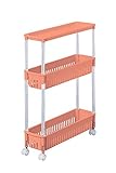 サンコープラスチック キッチンワゴン ルーチェワゴンテーブル3段スリム TPW-1121 キャスター付 ソフトオレンジ 450586