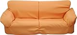 日本製 2人掛け フロアソファー『ノア ミディアムワッフル』 オレンジ