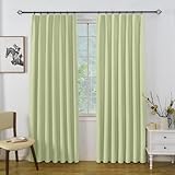 PANDA INTERIOR 遮光カーテン 2枚セット 1級遮光 防音 断熱 既成カーテン 厚地 無地 洗濯可 (グリーン, 幅100cm×丈220cm)