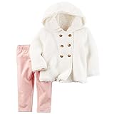 カーターズ（Carter's）女の子用スノーホワイトモコモコインナーフード付きセータージャケットx薄ピンクコーデパンツ上下2点セット (18months(78-83cm)) [並行輸入品]