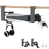 PS5/PS5 Pro/PS5 Slim 用デスク下ホルダー PhyiFlbey 机下スタンド PS5 用横置きスタンド/コントローラー置き/ヘッドホンスタンド PS5 収納 PS5 Pro 冷却スタンド PS5 スリム スタンド プレステ5 マウント 穴あけ不要 省スペース PS5/PS5Pro/PS5 Slim ディスク/デジタル版対応 PS5周辺機器