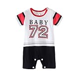 Lovoski 幼児　子供　半袖　コットン　ロンパース　ボディスーツ　衣装　柔らかい　ギフト　全3色3サイズ - ホワイト＋レッド＋ブラック, 80