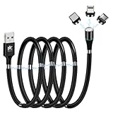 RoiCiel マグネット 充電ケーブル3-in-1 ケーブル 着脱式3種端子セット (Lightning/USB-C/Micro USB端子) 磁気リング 収納 急速充電 データ転送 タイプc/ライトニング/マイクロ/iPhone/Android/iPad/等各種対応 Type-C ライトニング スマホ タブレット 磁石 防塵 1本3役 断線防止 形状記憶 シリコン (0.9m)
