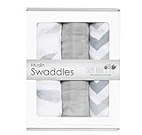 Bamboo Muslin Swaddles - - Softest Muslin Swaddle Blankets - Gray - Swaddle Blanket by Cozy Babe by 