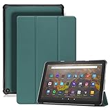 Tzciz 対応 Fire HD10 / HD 10 Plus カバー HD10Plus 2021年発売 第11世代 ケース HD10 Plus 保護ケース手帳型 全面保護型ケース スタンド機能付き 三つ折スタンド スマートタブレット 保護ケース バンパー 薄型 超軽量 耐衝撃 キズ防止 開閉式 Fire HD 10 / HD10 Plus 2021年発売 第11世代 用 (濃い緑色)